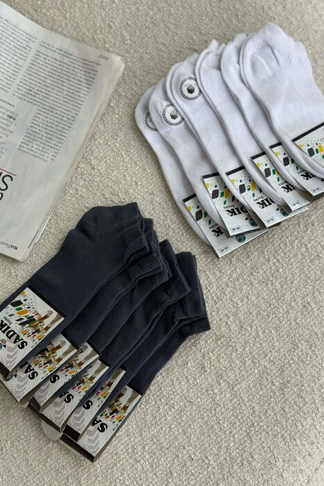 12 PAIR COTTON SHORT MEN SOCKS WHITE/GREY-BAGR - 2