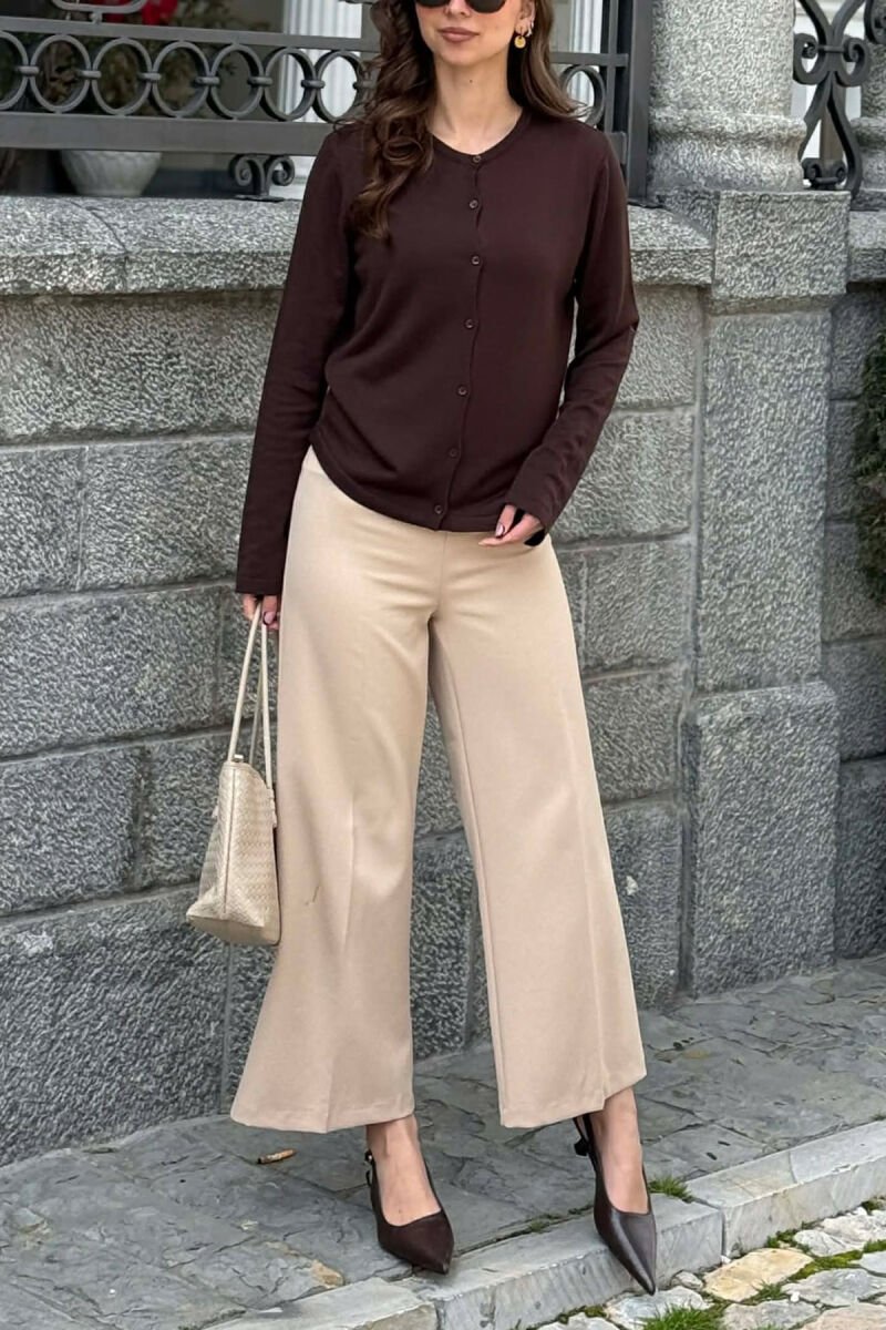 2 IN 1 CARDIGAN + TANK TOP WOMAN CARDIGAN BROWN/KAFE - 5