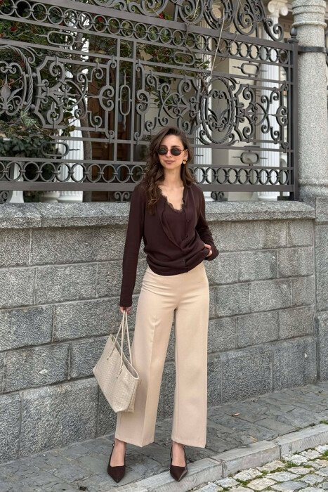 2 IN 1 CARDIGAN + TANK TOP WOMAN CARDIGAN BROWN/KAFE - 6