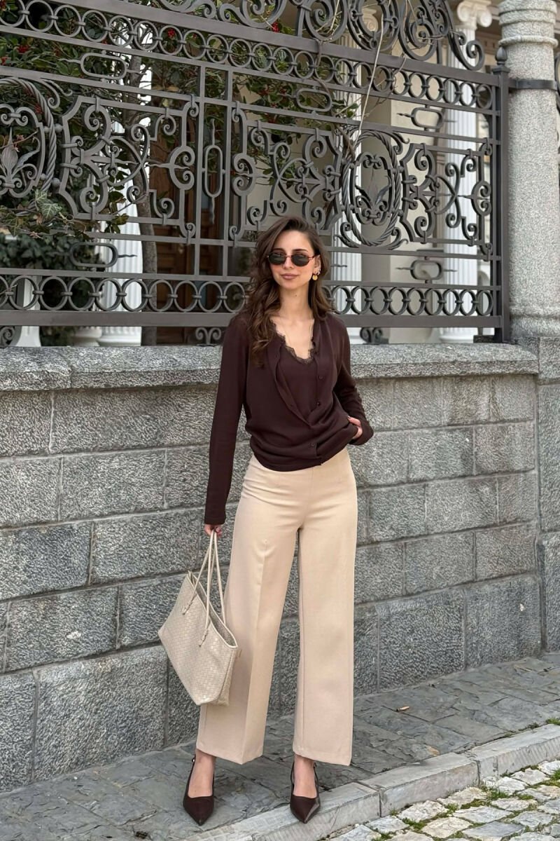 2 IN 1 CARDIGAN + TANK TOP WOMAN CARDIGAN BROWN/KAFE - 6