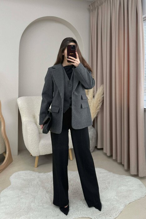 2 IN 1 JACKET+ VEST WOMEN SET DARK GREY/GEE 