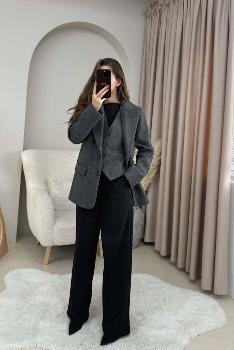 2 IN 1 JACKET+ VEST WOMEN SET DARK GREY/GEE - 4