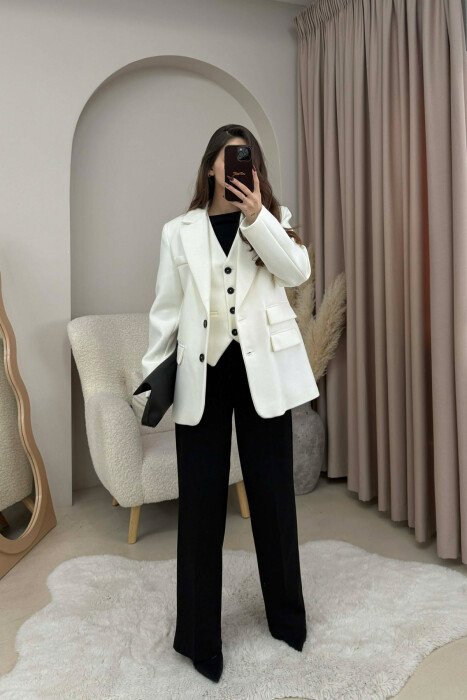 2 IN 1 JACKET+ VEST WOMEN SET WHITE-E BARDHE - 1