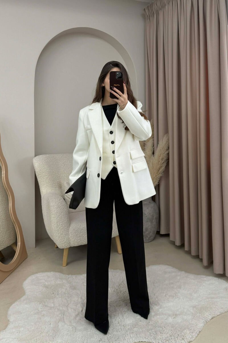 2 IN 1 JACKET+ VEST WOMEN SET WHITE-E BARDHE - 1