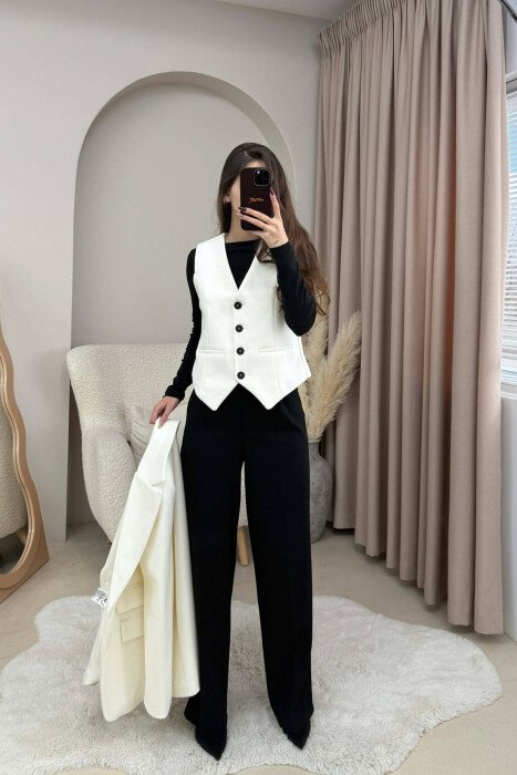 2 IN 1 JACKET+ VEST WOMEN SET WHITE-E BARDHE - 5