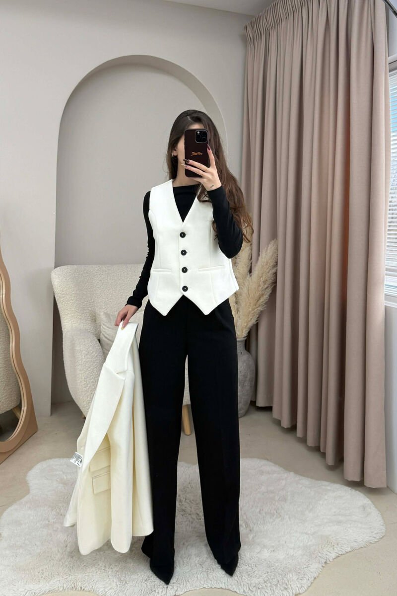 2 IN 1 JACKET+ VEST WOMEN SET WHITE-E BARDHE - 5