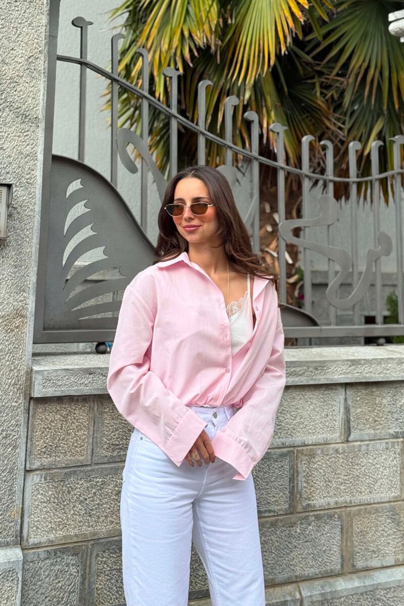 2 IN 1 SHIRT+TANK TOP WOMEN SET BABY PINK/ROZB - 1