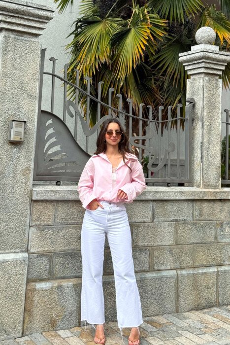 2 IN 1 SHIRT+TANK TOP WOMEN SET BABY PINK/ROZB - 4