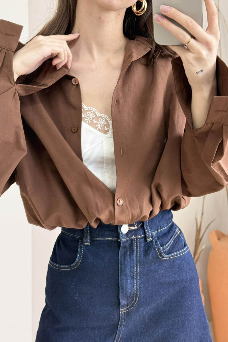 2 IN 1 SHIRT+TANK TOP WOMEN SET BROWN/KAFE - 3