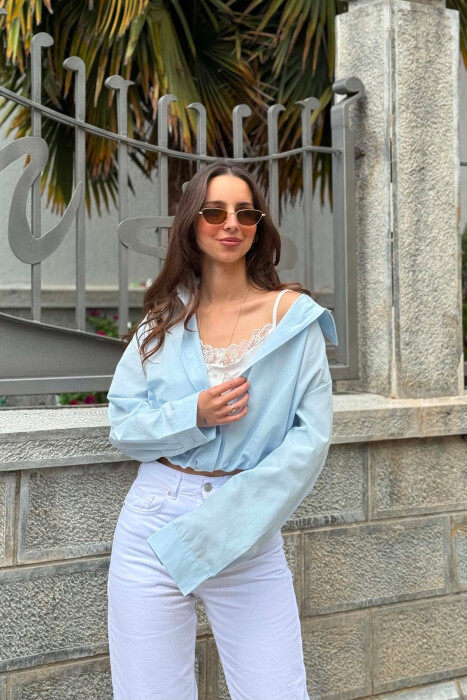 2 IN 1 SHIRT+TANK TOP WOMEN SET LIGHTBLUE/BZ - KLAUDIO FASHION