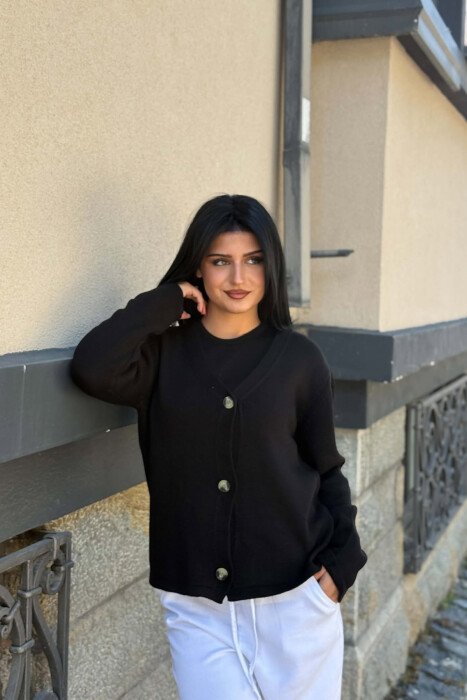 2 IN 1 TANK TOP + CARDIGAN ONE COLOR WOMAN CARDIGAN BLACK/ E ZEZE - 