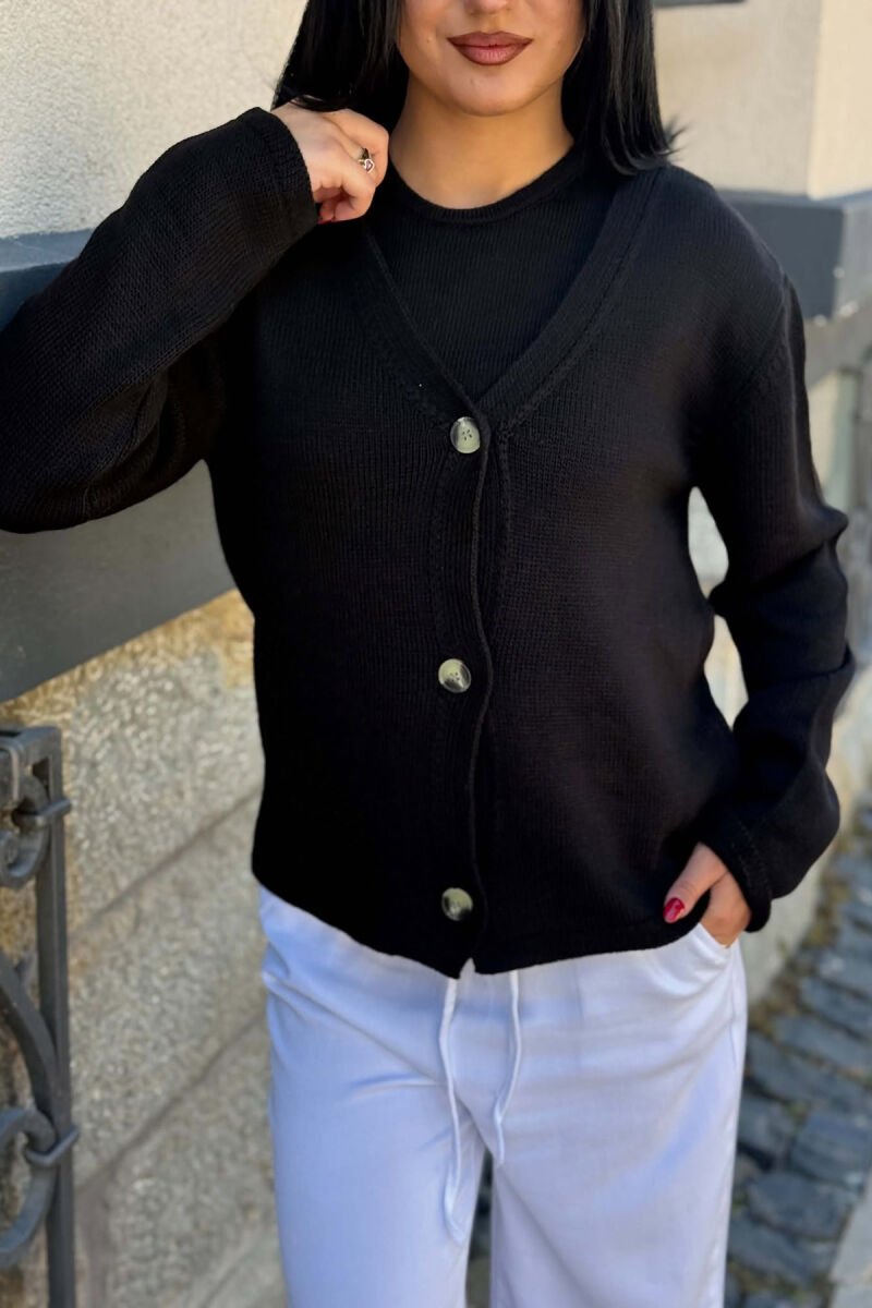 2 IN 1 TANK TOP + CARDIGAN ONE COLOR WOMAN CARDIGAN BLACK/ E ZEZE - 2