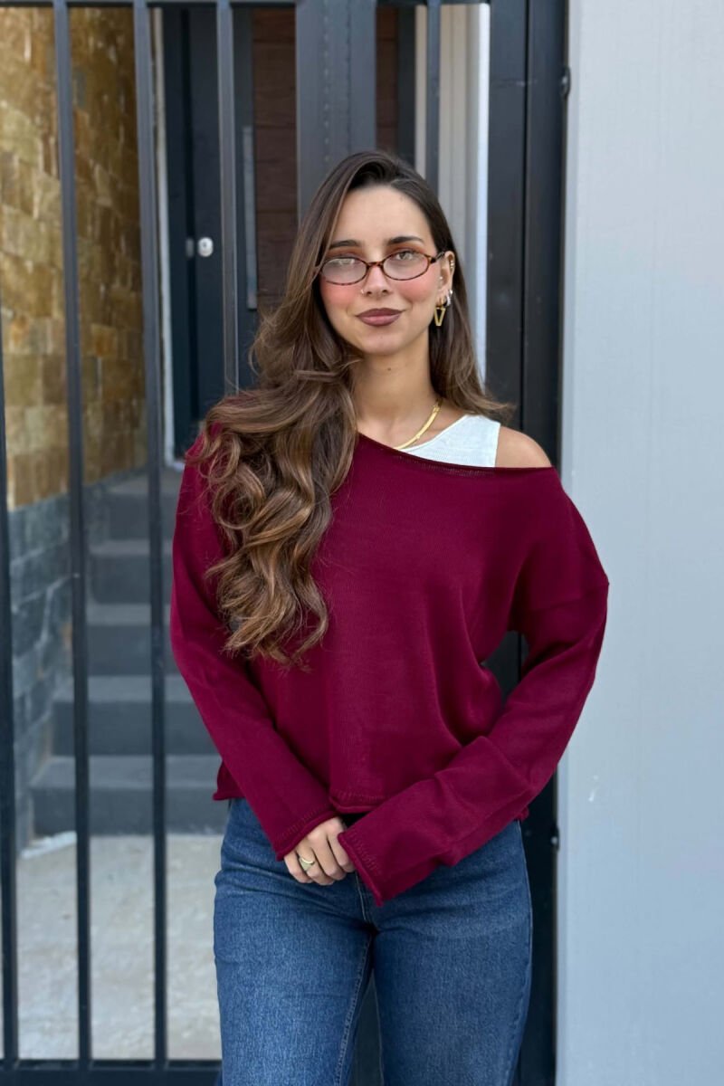 2 IN 1 TANK TOP + SWEATER WOMAN SWEATER BURGUNDY/VISHNJE - 1