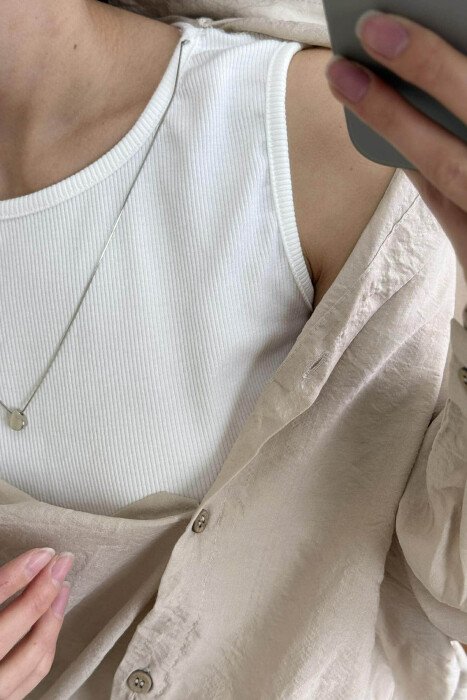 2 NË 1 KËMISHË+T-SHIRT ME DETAJIN E VARSES PËR FEMRA NË NGJYRËN BEZHË - 6