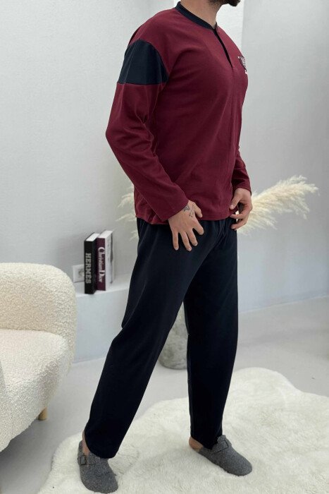 28 CLUB ROUND NECK SIMPLE MEN PYJAMAS BURGUNDY/VISHNJE - 2