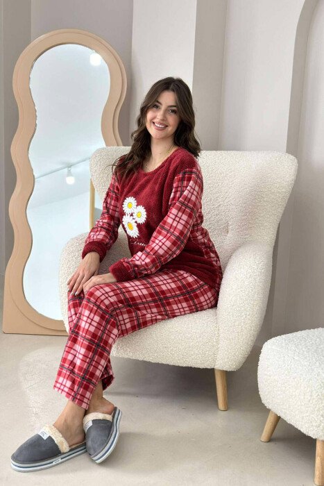 3 FLOWERS WOMAN PYJAMAS BURGUNDY/VISHNJE - 1