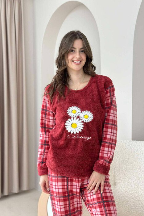 3 FLOWERS WOMAN PYJAMAS BURGUNDY/VISHNJE - 4