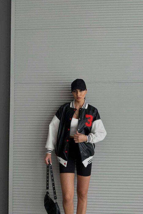 3 NUMBER LEATHER WOMAN JACKET BLACK/ E ZEZE - KLAUDIO FASHION