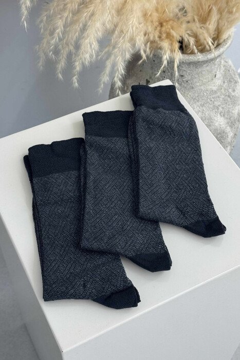 3 PAIR SIMPLE MEN SOCKS BLUE/BLU - KLAUDIO FASHION