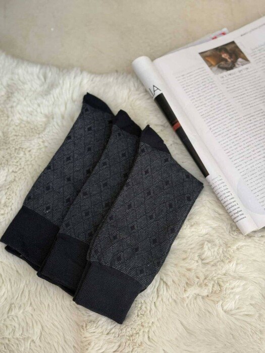 3 PAIR SIMPLE MEN SOCKS DARK BLUE/BEE - 5