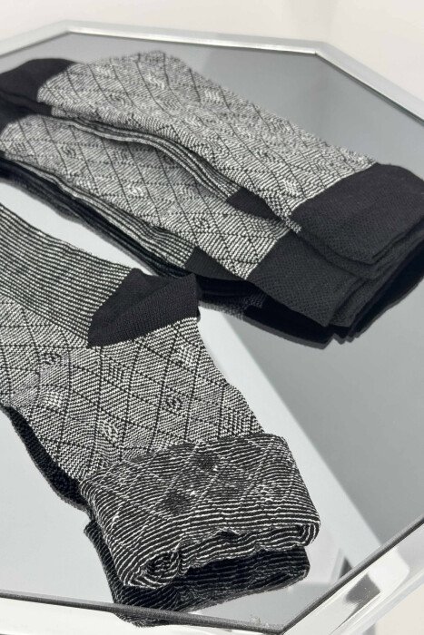 3 PAIR SIMPLE MEN SOCKS LIGHT GREY/GZ - 3