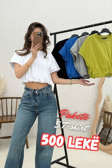 5 PIECE ONE COLOR SIMPLE WOMEN CROP TOP MULTIPLE/SHNGJ - KLAUDIO FASHION