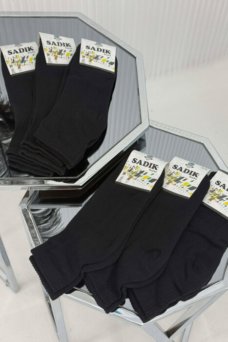 6 PAIR COSY MEN SOCKS BLACK-BLACK/ZZ - KLAUDIO FASHION