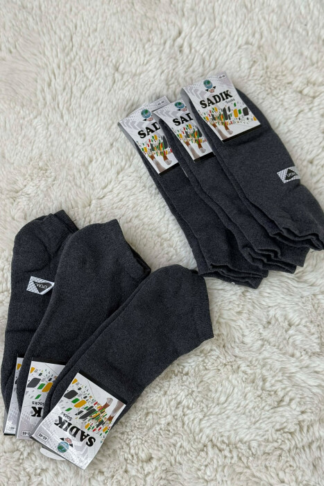 6 PAIR COSY SHORT MEN SOCKS GREY-GREY/GG - 1