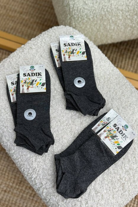6 PAIR COTTON SHORT MEN SOCKS GREY-GREY/GG 