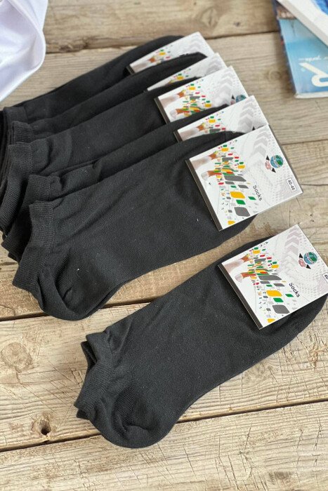 6 PAIR COTTON SHORT MEN SOCKS BLACK/ E ZEZE - KLAUDIO FASHION