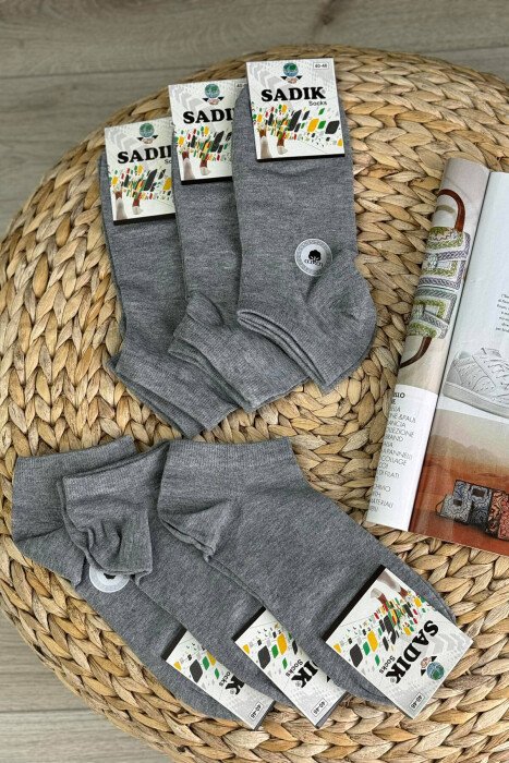 6 PAIR COTTON SHORT MEN SOCKS GREY/GRI - KLAUDIO FASHION