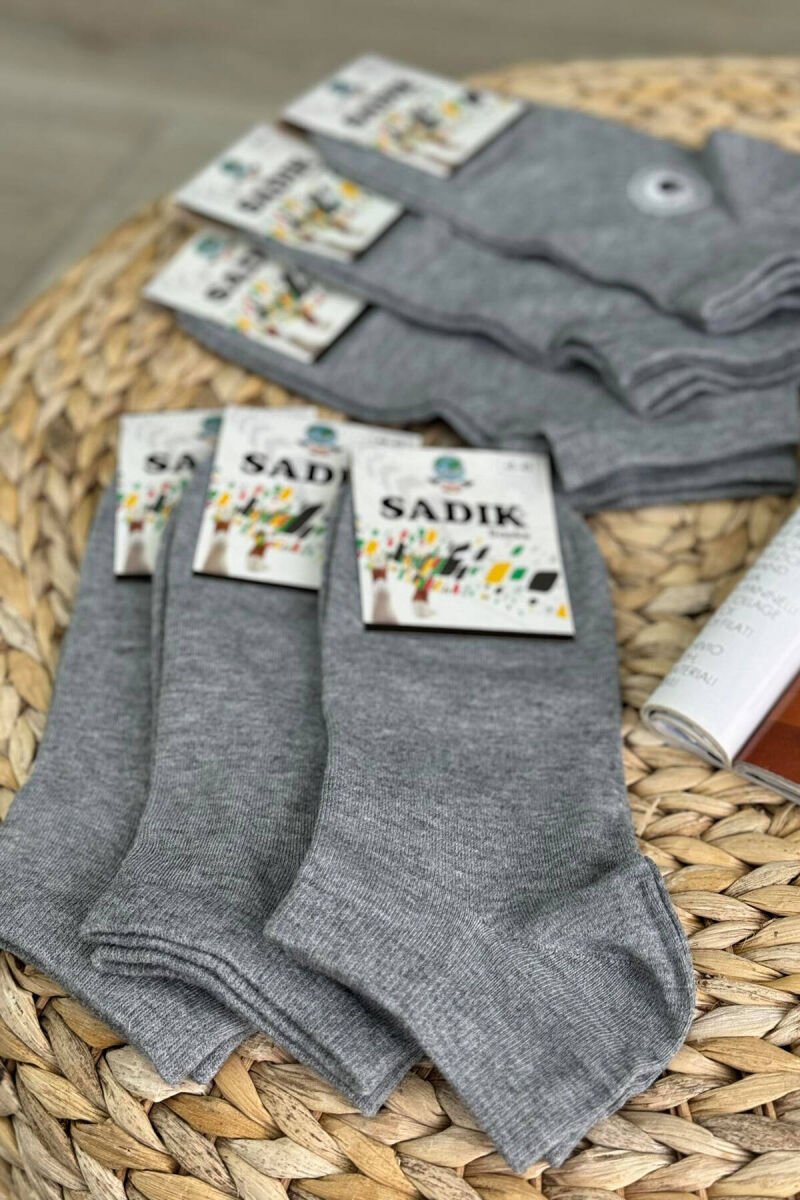 6 PAIR COTTON SHORT MEN SOCKS GREY/GRI - 2