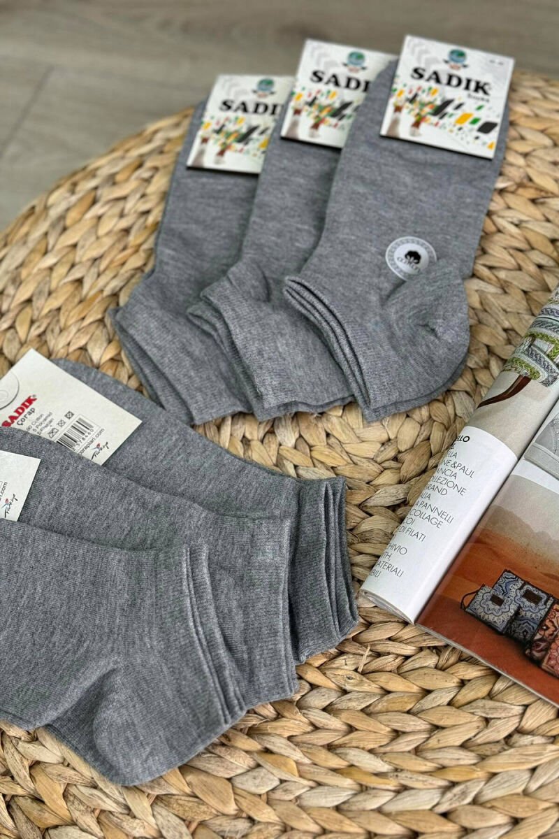 6 PAIR COTTON SHORT MEN SOCKS GREY/GRI - 3