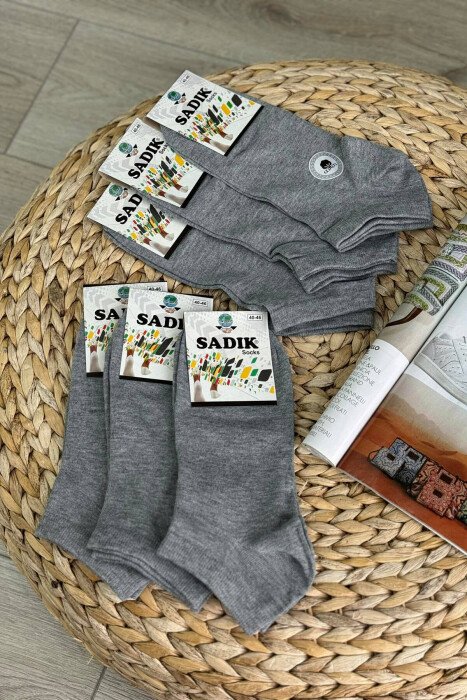 6 PAIR COTTON SHORT MEN SOCKS GREY/GRI - 4