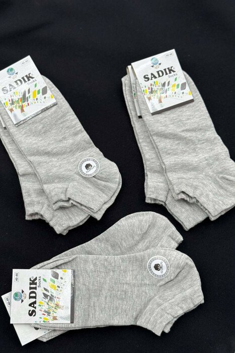 6 PAIR COTTON SHORT MEN SOCKS LIGHT GREY/GZ 