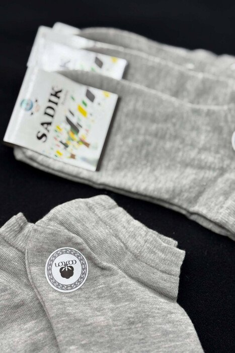 6 PAIR COTTON SHORT MEN SOCKS LIGHT GREY/GZ - 3