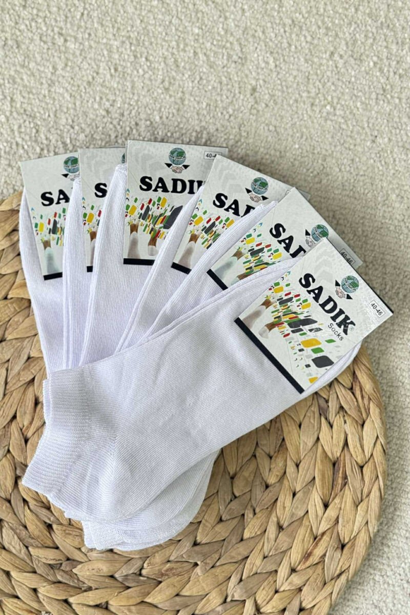 6 PAIR COTTON SHORT MEN SOCKS WHITE-E BARDHE - 1