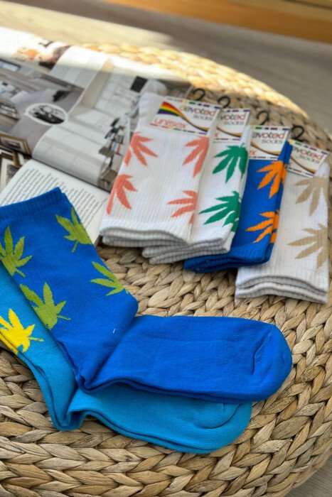 6 PAIR DIFFERENT COLORS UNISEX CREW SOCKS MULTIPLE/SHNGJ - 2