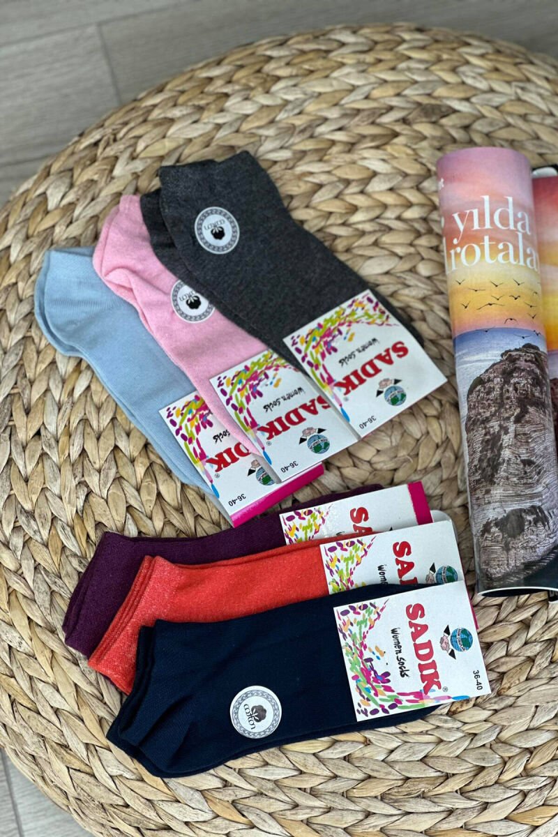 6 PAIR DIFFERENT COLORS WOMAN ANKLE SOCKS MULTIPLE/SHNGJ - 1