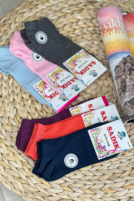 6 PAIR DIFFERENT COLORS WOMAN ANKLE SOCKS MULTIPLE/SHNGJ - 3