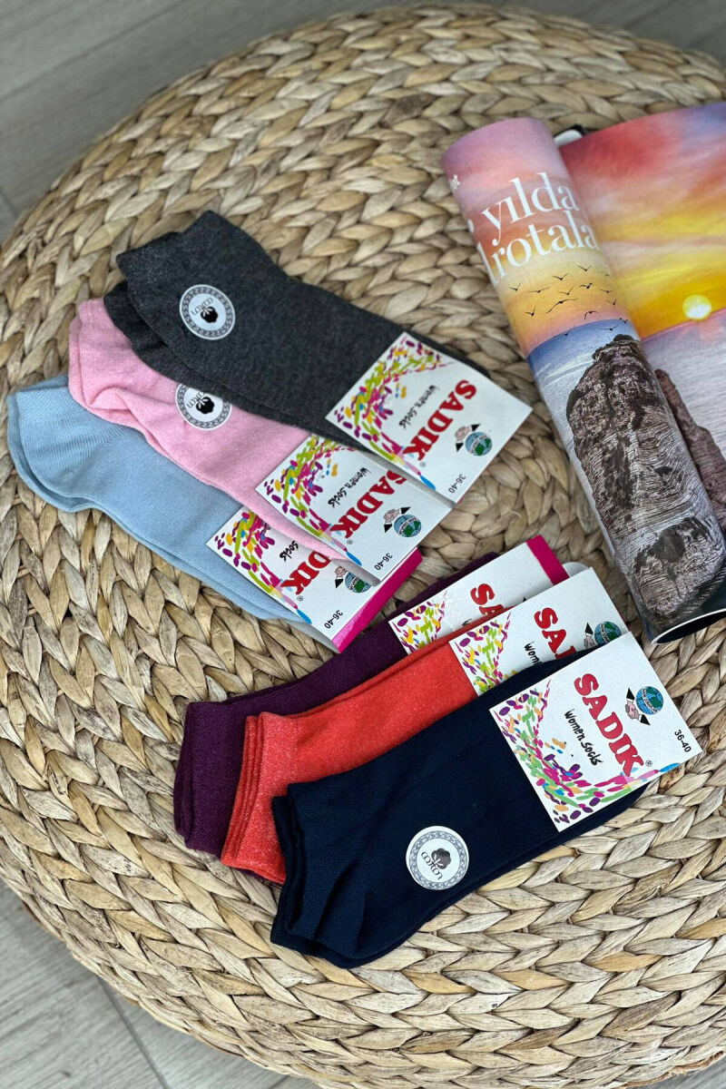 6 PAIR DIFFERENT COLORS WOMAN ANKLE SOCKS MULTIPLE/SHNGJ - 5