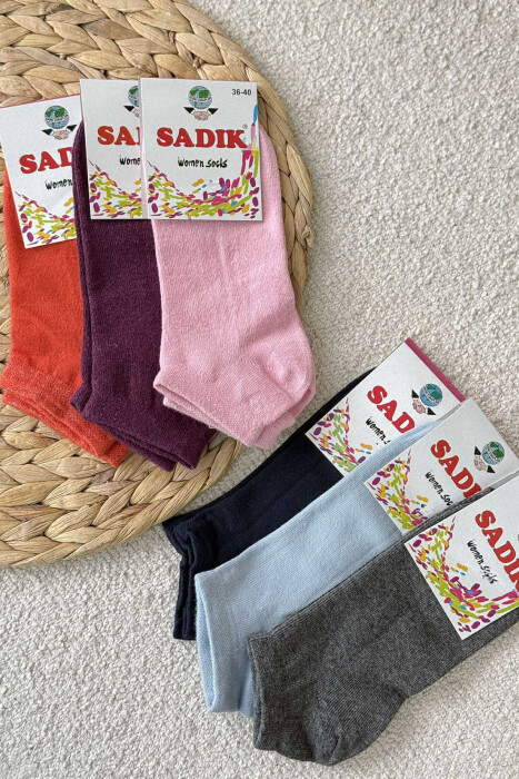6 PAIR DIFFERENT COLORS WOMAN ANKLE SOCKS MULTIPLE/SHNGJ - 2