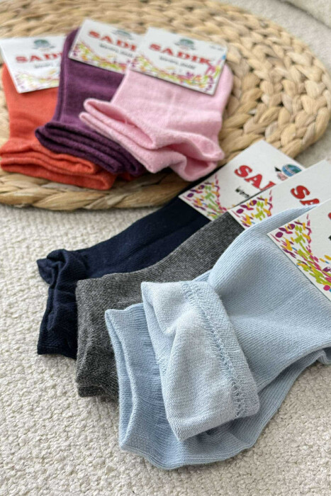 6 PAIR DIFFERENT COLORS WOMAN ANKLE SOCKS MULTIPLE/SHNGJ - 6
