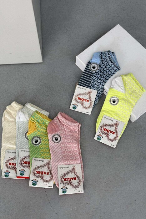 6 PAIR HEART DESIGN WOMEN ANKLE SOCKS MULTIPLE/SHNGJ - 