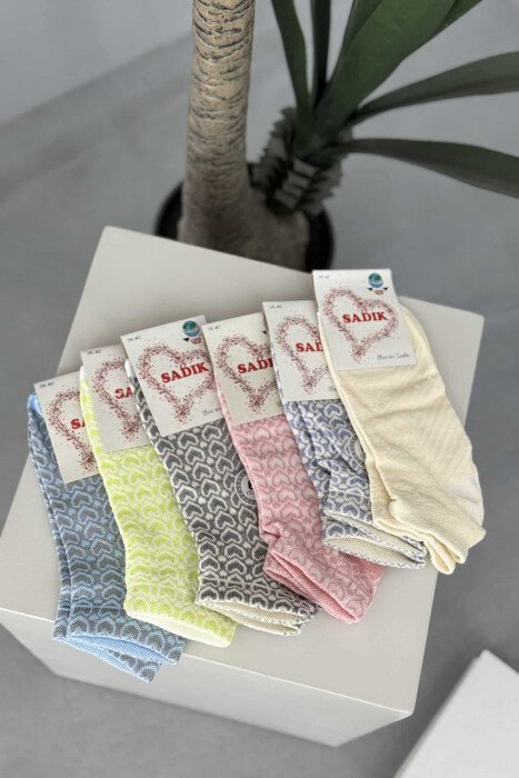6 PAIR HEART DESIGN WOMEN ANKLE SOCKS MULTIPLE/SHNGJ - 2