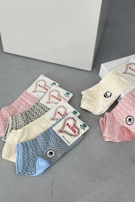 6 PAIR HEART DESIGN WOMEN ANKLE SOCKS MULTIPLE/SHNGJ - 2