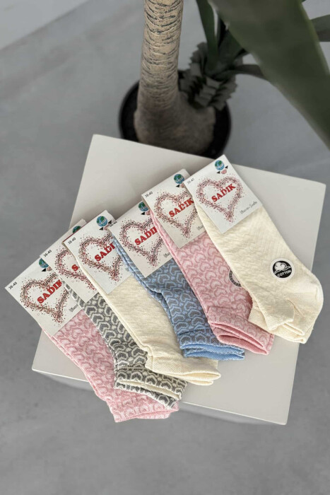 6 PAIR HEART DESIGN WOMEN ANKLE SOCKS MULTIPLE/SHNGJ - 3
