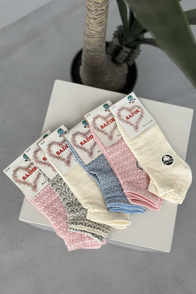 6 PAIR HEART DESIGN WOMEN ANKLE SOCKS MULTIPLE/SHNGJ - 3