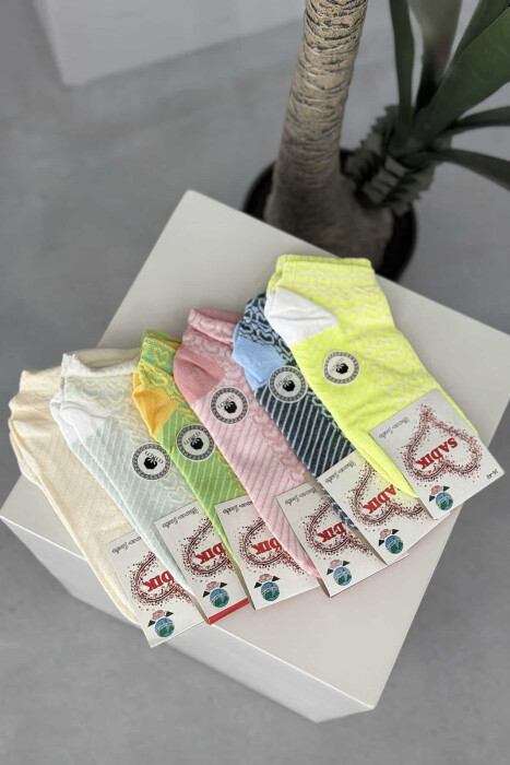 6 PAIR HEART DESIGN WOMEN ANKLE SOCKS MULTIPLE/SHNGJ - 2