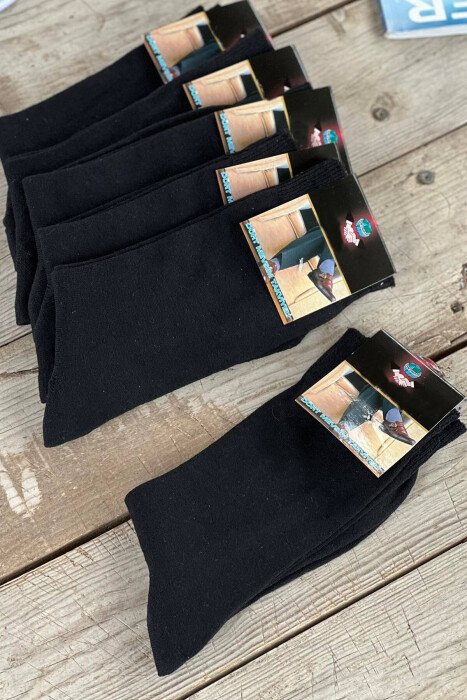 6 PAIR MEN CREW SOCKS BLACK/ E ZEZE - KLAUDIO FASHION